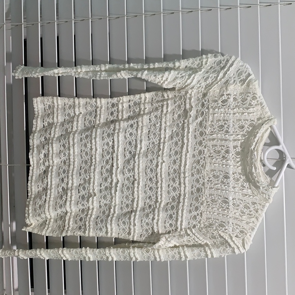 Long sleeve mesh white turtle neck